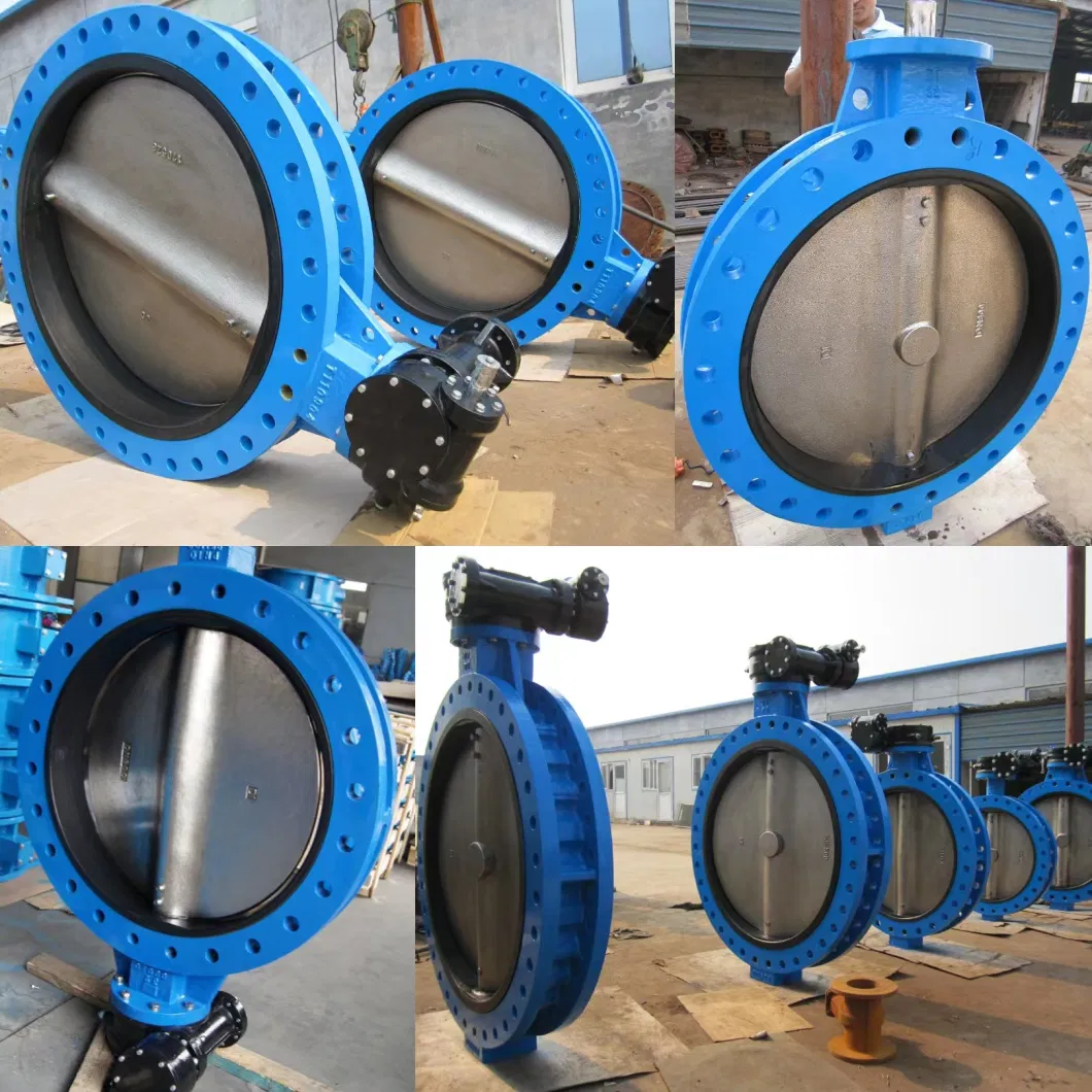 Double Flanged U Section Worm Gear Butterfly Valve Wth Loose Liner Rubber Seat