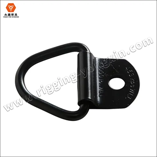 Lashing D Ring/Black Zinc Surface Mounted Rope Ring with Clip/Black Steel V Ring Cargo Tie